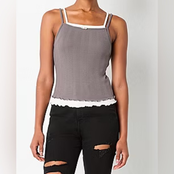 Arizona Womens Juniors Square Neck Sleeveless Tank Top - Picture 3 of 6